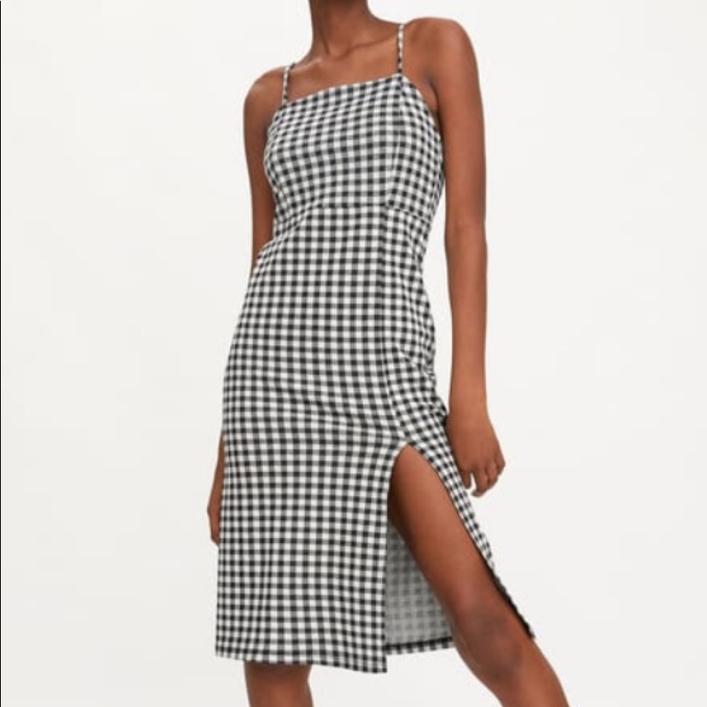 ZARA gingham plaid dress with side thigh slit